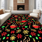 Hot Coffee Red Floral Celebration Rug