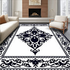 Ornate Black White Diamond Bloom Rug