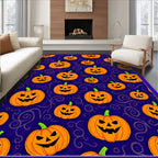 Orange Jack O Lantern Pumpkin Swirls Rug