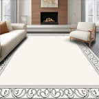 Classic Black Ivory Scroll Border Rug
