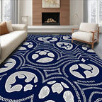 Indigo White Graphic Abstract Forms Rug