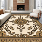 Antique Gold Scroll Medallion Frame Rug