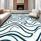 Deep Teal Swirling Lines Rug