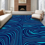 Deep Blue Swirling Aqua Lines Rug