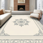 Floral Medallion Bordered Ivory Rug