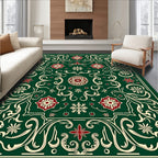 Emerald Green Vintage Floral Medallion Rug