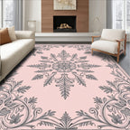 Vintage Rose Floral Scroll Center Rug
