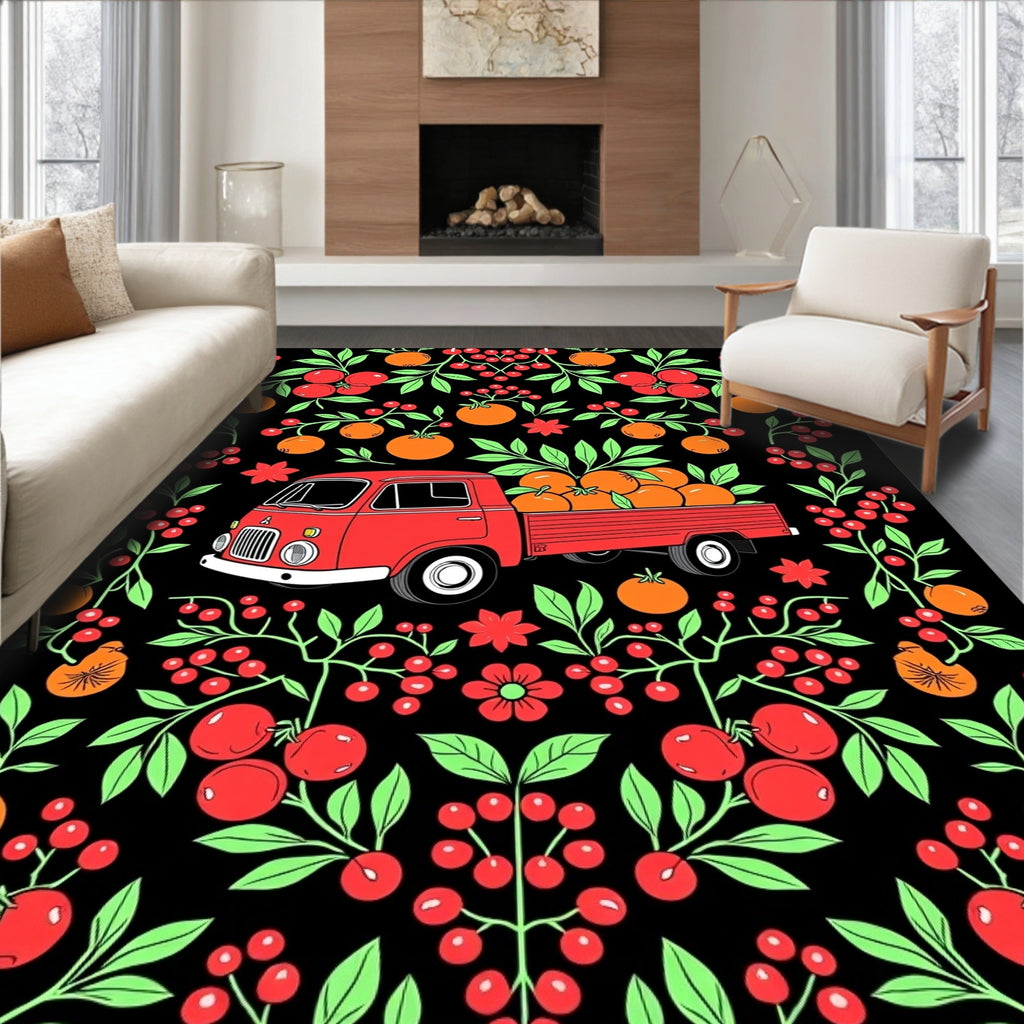 Red Truck Harvest Organic Fruit Rug