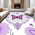 Pink Butterfly Purple Floral Medallion Rug