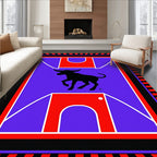 Bold Black Bull Red Geometric Rug