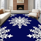 White Snowflake Winter Night Rug