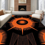 Bright Orange Sunburst Hexagonal Rug