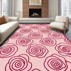 Pink Rose Outline Garden Rug