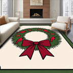 Festive Cardinal Wreath with Bow Rug
