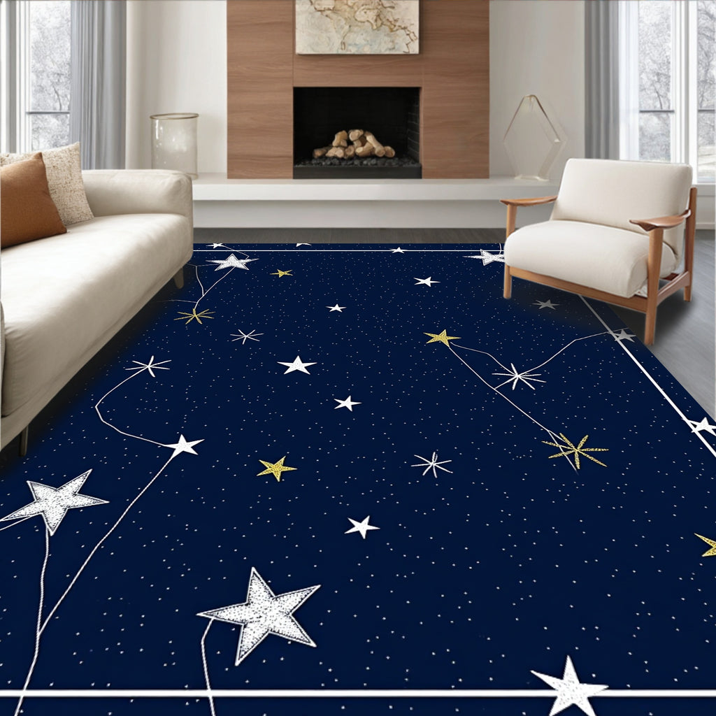 Celestial Star Constellation Deep Blue Rug