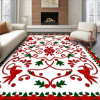 Red and Green Festive Animal Medallion Rug
