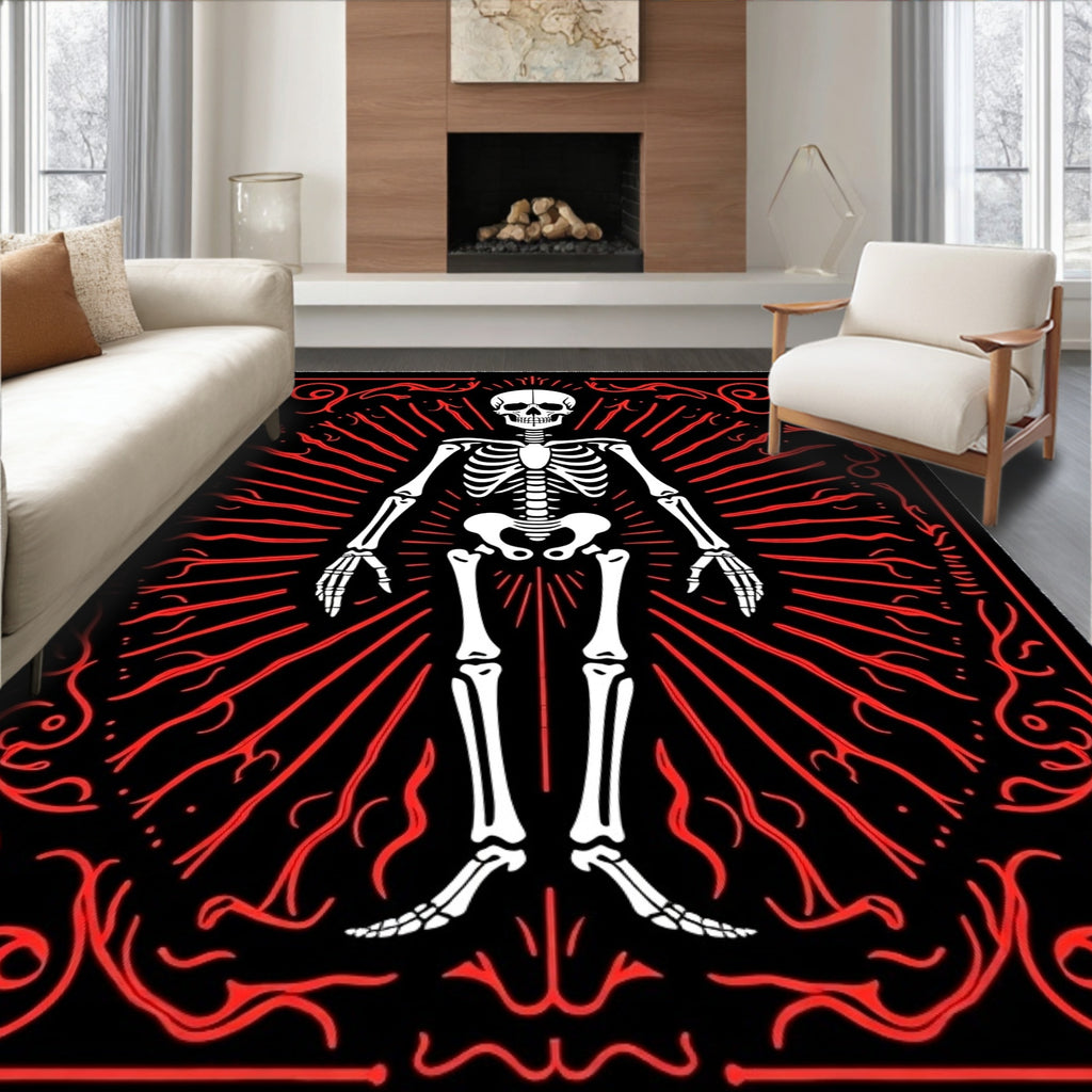 Bold Skeleton Red Rays Rug