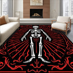 Bold Skeleton Red Rays Rug