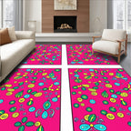 Bold Magenta Whimsical Floral Cascade Rug