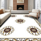 Elegant Brown Golden Floral Medallion Rug