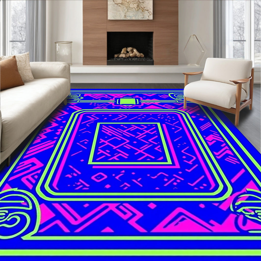 Radical Neon Circuit Board Rug
