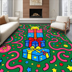 Cute Yellow Frog Stacked Gifts Ribbons Rug
