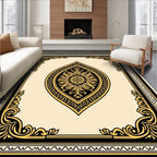 Elaborate Gold Leaf Scrollwork Border Rug