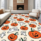 Spooky Pumpkin Ghost Orange Halloween Rug