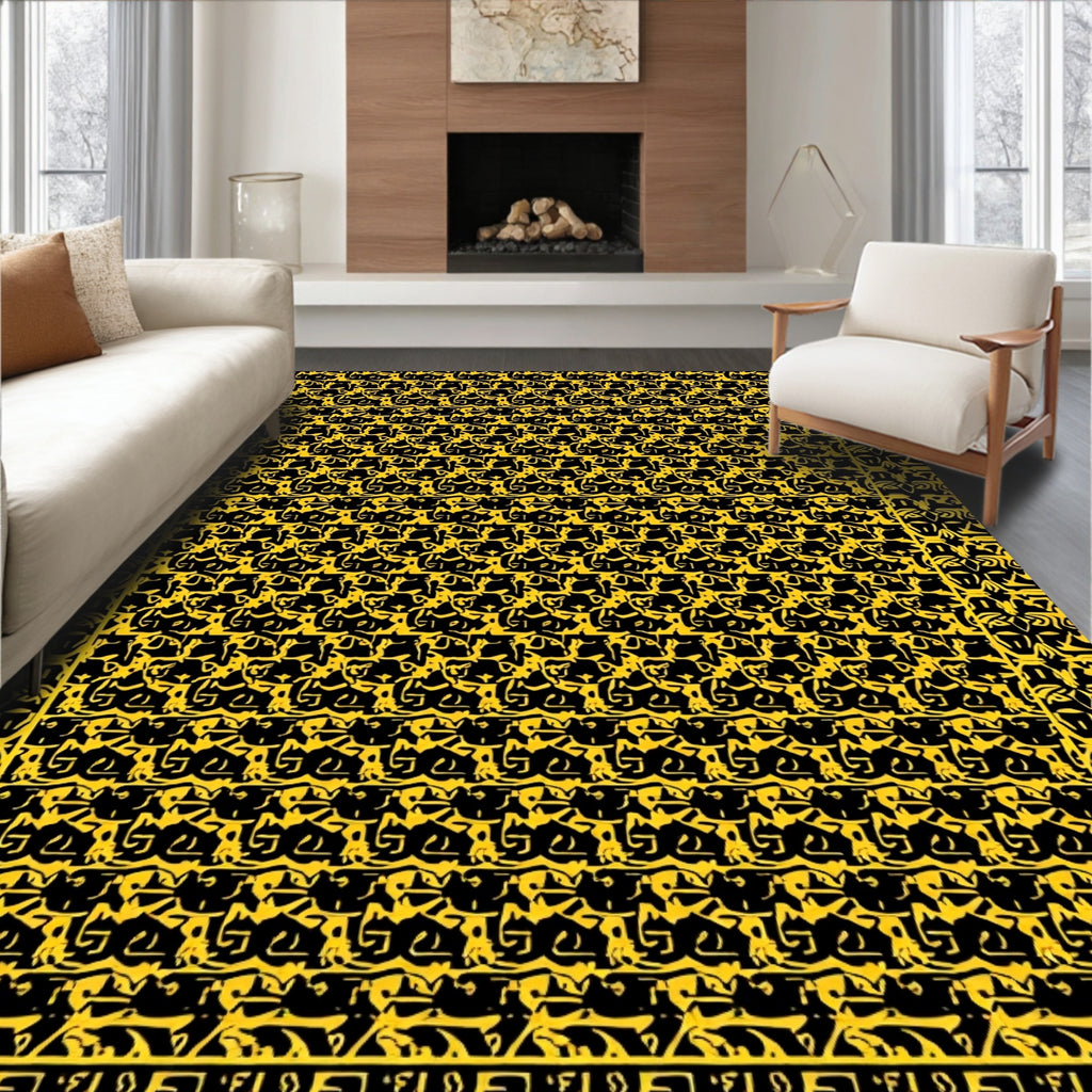 Bold Yellow Organic Lattice Rug