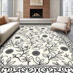 Black Vine Scroll With Celestial Accents Rug