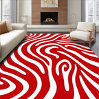 Crimson White Abstract Swirl Rug