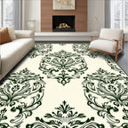 Deep Forest Green Damask Scroll Rug