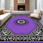 Purple Sunburst Medallion Ornate Border Rug