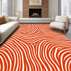 Vibrant Orange Swirl Line Art Rug