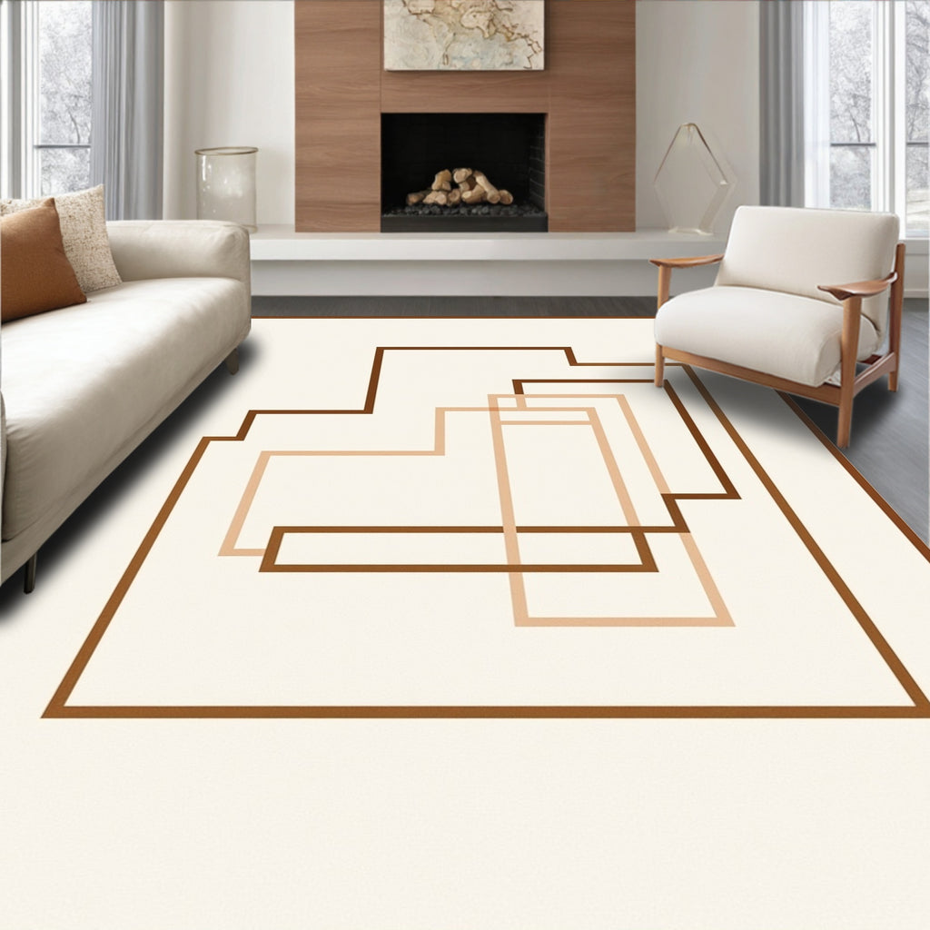 Modern Terracotta Geometric Nested Forms Rug