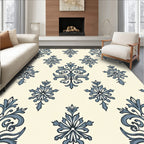 Classic Blue Damask Swirl Repeat Rug