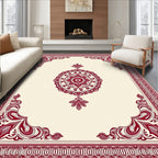 Crimson Cream Mandala Corner Flourish Rug