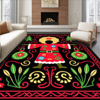 Festive Red And Green Christmas Character Rug
