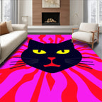 Black Cat Swirls Pink And Red Rug