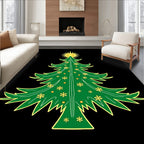 Bright Green Snowflake Christmas Tree Rug