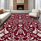Crimson White Floral Art Nouveau Rug