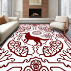 Crimson Wolf Sun Floral Mandala Rug