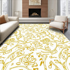 Golden Floral Vines Intricate Swirls Rug