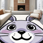 Whimsical Purple Bunny Face Art Rug