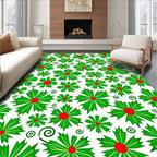 Green Red Floral Swirl Art Rug