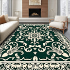 Emerald Ivory Arabesque Scroll Rug