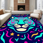 Cyan Jaguar Hearts Colorful Party Rug