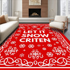 Red White Snowflake Christmas Bandana Rug