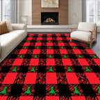 Red Black Green Buffalo Check Trees Rug