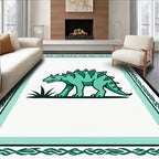 Green Dino Grass Border Rug